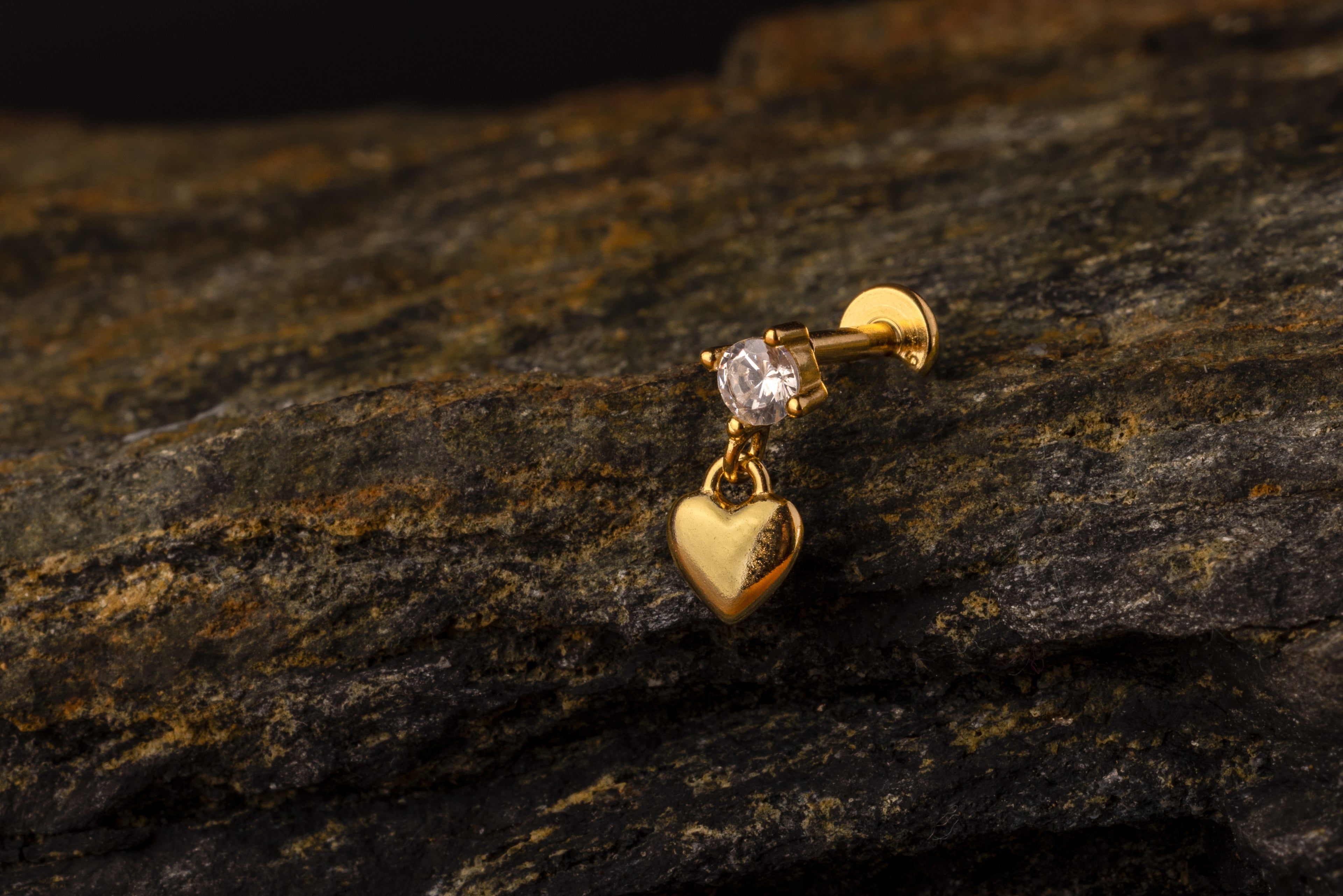 Golden Heart Drop Stud